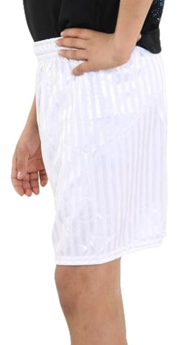 COSHAL® Boys Football short's Sportswear Kids Athletic Shorts Junior Boys Running Gym Sports Fitness short's Shadow Stripe PE Shorts Uniform Lightweight Breathable Children Short PE 12-13 Yrs White