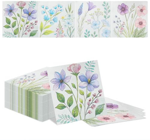 Tapufitil 40 Stück Servilletas Vintage Flores, Servilletas Decorativas de Flores, Servilletas de Papel Desechables para Fiesta del Día de la Madre, Fiesta de Té de Verano y Fiestas de Cumpleaños