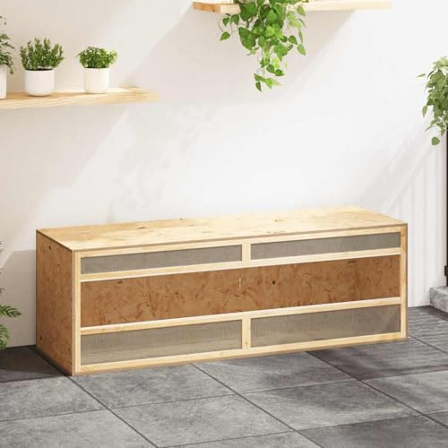 QUAHEAS Terrario in legno con vetro e acciaio, 144 x 46 x 48 cm, recinto per roditori, piccoli animali, conigli, porcellini d'India, criceti, resistente alle intemperie, per giardino, balcone, interni