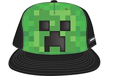 Bioworld Minecraft Creeper Face Snapback Hat Cap Youth Boys Size OSFM Black