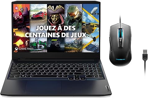 Lenovo IdeaPad Gaming 3 15IHU6 - Ordinateur Portable 15.6’’ FHD 120Hz (Intel Core i5-11320H,RAM 16Go,512Go SSD,NVIDIA RTX 3050 Ti-4GB,Windows 11 Home) Souris+Clavier AZERTY Français Rétroéclairé -Noir
