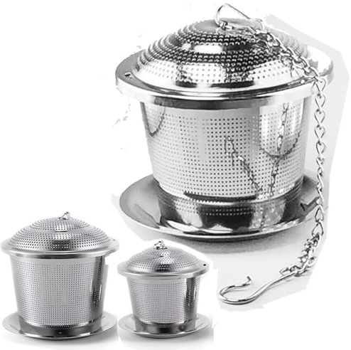 Loose Leaf Tea Infuser (Set of 2) Ultra Fine Tea Strainer for Loose Leaf Tea - tea ball infusers for loose tea with hook -Stainless Steel Tea Steeper for a Superior Brewing,