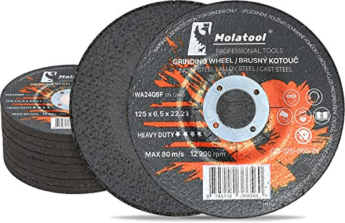 Molatool Profi Schruppscheiben 125 x 6,5 x 22,2 mm, 10 Stück - Korund - Professionell - für Metallbearbeitung - Vorteilspack 10 Stück für Winkelschleifer