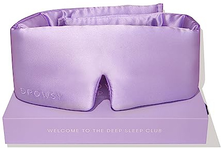 DROWSY Silk Sleep Mask. Face-Hugging, Padded Silk Cocoon for Luxury Sleep in Total Darkness (Lavender Haze)