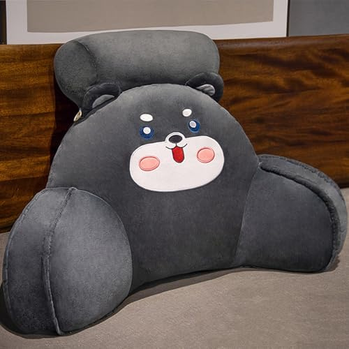 Cuscino da lettura in peluche supporto schiena cuscino coccole braccioli bambini adulti divano sedia schienale sedersi giocare guardare la TV cuscino per sit-up cuneo rotolo (Size:75×50cm,Color:Nero)
