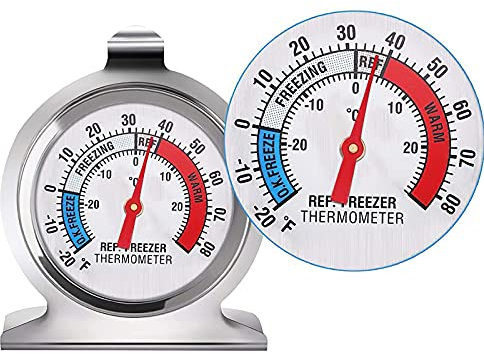 COZHYESS 2 Pcs Kühlschrankthermometer, Gefrierschrank Thermometer,Kühlschrank Thermostat, -20~20 °C/-20~80 °F, Großes Zifferblatt, für Gefrierschrank, Kühlschrank