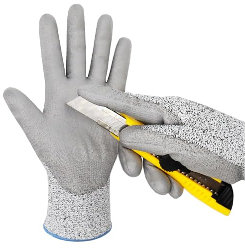 EXBRIECO, Guanti di protezione, guanti anti-taglio, resistenti livello 4, buona presa, fibra acrilica, rivestimento in lattice sul palmo, guanti da lavoro, qualità industriale, taglia 7 (S)
