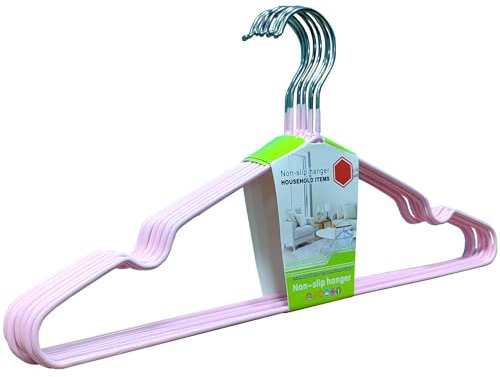 8 grucce in metallo con rivestimento in gomma [antiscivolo] salvaspazio grucce in filo resistente in colori pastello, organizer per vestiti, abiti, magliette, camicie, giacche (rosa)