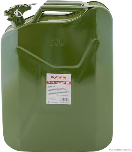 20L Metal Jerry Can - Ideal For Transporting Petrol, Diesel & Fuel | Includes Carry Handles For Easy Transportation | Airtight Locking Lid To Avoid Spilling | Strong, Durable & Long Lasting