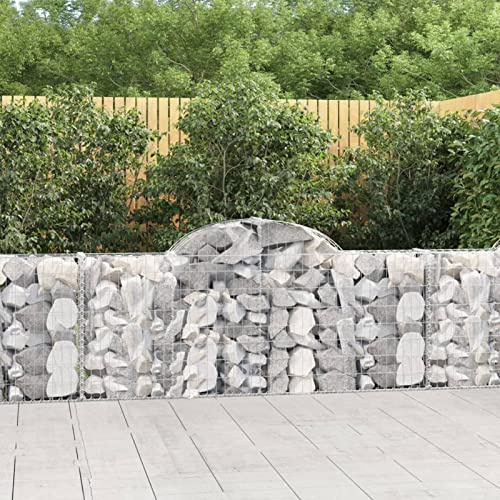ShCuShan Gabion Basket Arched 200 x 30 x 80 / 100 cm Galvanised Iron, Gabion Wall Wire Mesh Stone Basket in Galvanised Iron Stone Wall Support for Outdoor Spiral Planter