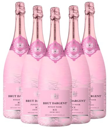 Brut Dargent Ice | Pinot Noir Rosé | 5er Pack | Erfrischender Schaumwein | Ideal für besondere Anlässe | Leicht & fruchtig | 11% vol | 750ml Flaschen