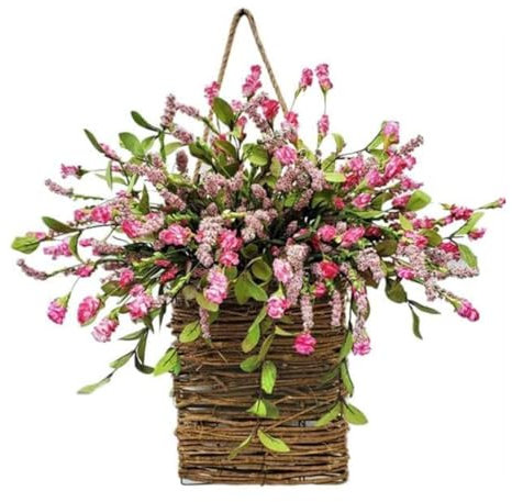 Hängende Korbkranz, Türhängekorbkranz, künstliche Wildblumengirlande, hängende Türkranz, Hanges Willkommensschild