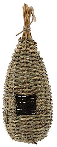 BTGHPI Handgewebtes Haus Gras gewebtes Vogelhaus Naturstroh für Spatzen Hängende Finken Roosting Nest Spitze Oberseite