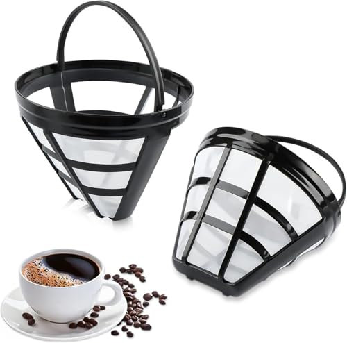 2PCS Filtro de Café Permanente, Filtro Permanente de Nylon para Cafeteras, Filtros Cafeteras Numero 4, Filtro de Café Reutilizable con Asa, Cafeteras Goteo 8-12 Tazas, Filtro para Cafet