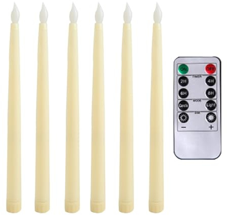 Yuecoom Candele LED Senza FiammaCandele Lunghe Bianco Coniche Telecomando Batterie,Candele Lunghe Decorazione pollici, ideali per casamatrimoni e feste (6)