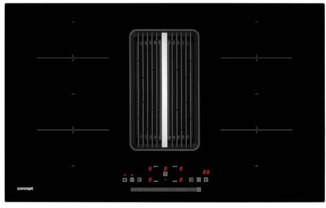 Concept IDV6083bc, Placa de inducción con campana extractora integrada, Black