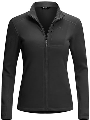 Pioneer Camp Women's Fleece Jacket Without Hood - Lightweight, Breathable, High Elasticity Fleece Shirt with Zip, Windproof Stand-Up Collar for Outdoor Activities
