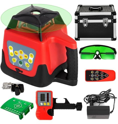 360° Rotary Laser Level 500m Green Beam - Self-Leveling Construction Grade Kit for Outdoor Surveying | Industrial Measuring Equipment