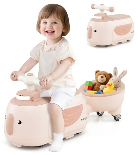 COSTWAY Porteur Enfant avec Remorque Amovible & Lumière & 5 Chansons | Forme Pingouin & 6 Roues, Espace Caché & Poignées Arrondies, Charge 25kg, Voiture à Pousser Bébé pour 12 Mois+