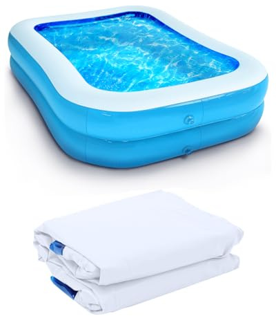 Victoper Aufblasbarer Pool,Plantschbecken groß,Aufblasbares Planschbecken für Kinder Erwachsene Sommer-Wasserparty Freien Langer Plantschbecken Rechteck,Family Pool Blue 78.7 x 59 x 19.7 Blau&weiß