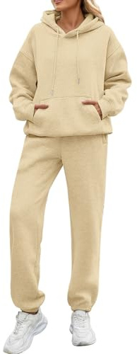 Abbigliamento Tennis Donna, Completo Termico Donna Invernale Completi Eleganti Tuta Pile Pantaloni Invernali Pilates Abbigliamento Sportivi Casa Beige L