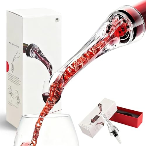 Aérateur et Décanteur à vin, Aérateur de Vin élégance et Simplicité, Aérateur intégré Aération et Filtrage, Pour Bouteille De Vin, Pour Vins Rouges et Blancs, Boîte de Cadeau Pour Femme & Homme
