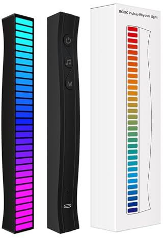 SIXRUN Barra de Luz LED Reactiva con Sonido RGB, Tira de Luz Dinámica con Ritmo Musical para Coche, Juegos, PC, Sala de TV, Control de Aplicaciones, Iluminación Ambiental Multicolor