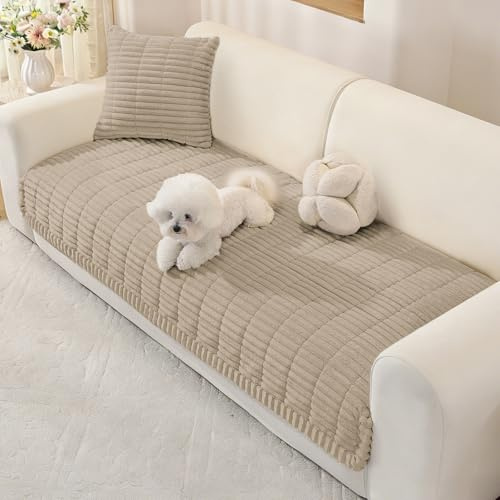 YSTELLAA Sofföverdrag 1/2/3/4 Sits Mjukt Flanell, Halkfritt Soffskydd For Sectional Couch, Universellt Sofa Cover, L-Format Möbelskydd För Vardagsrum(Brun, 90x160cm)