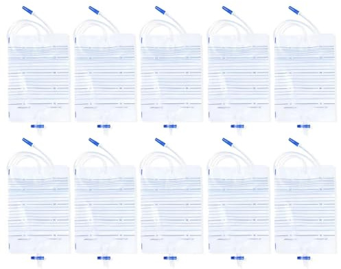 10 Stück 2000ml Urinbeutel katheterbeutel,Urinbeutel Beinbeutel, Katheter Beinbeutel mit Anti-Reflux-Film,Urindrainagebeutel,Drainagebeutel,Beinbeutel Urindrainagebeutel,Ventil und T-Ablass