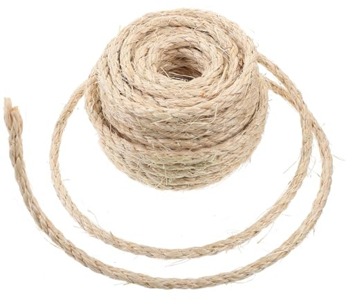 Toddmomy Corda Tiragraffi in Sisal Naturale 6Mm X 10m per Ricambio e Fai da Te, per Tiragraffi e Giochi di Arrampicata per Gatti Domestici