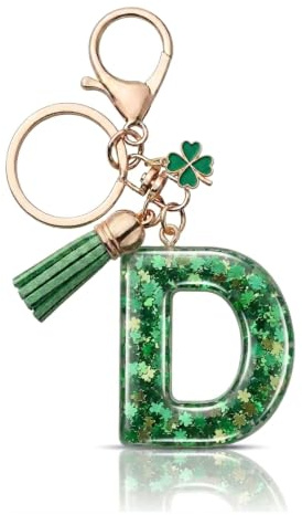 KACZUS Porte-clés Lettre D, 1 Pièce Trèfle À 4 Feuilles, Pendentif Bois Gravé, Porte-Bonheur Naturel, Cadeau Symbolique Pour Diplômés & Quotidien Inspirant