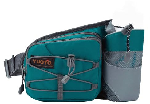 YUOTO Outdoor Fanny Pack with Water Bottle Holder for Walking Hiking Hydration belt Waist Bag
