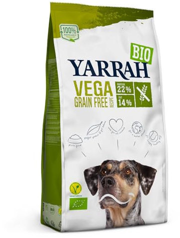 YARRAH Vega Vegetarisches Bio-Trockenfutter für Hunde – für alle Rassen und Altersgruppen | Exquisite Biologische Hundebrocken, 10kg | 100% biologisch, getreidefrei & frei von künstlichen Zusätzen