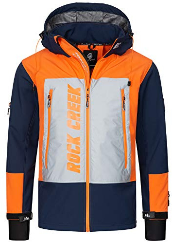 Rock Creek Herren Softshell Jacke Outdoor Jacke Windbreaker Übergangsjacke Anorak Kapuze Regenjacke Winterjacke Herrenjacke Jacket H-238 Navy 3XL