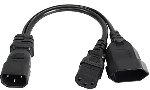 CERRXIAN Cavo di alimentazione splitter EURO Y da C14 a C13 + cavo di alimentazione IEC 14 maschio a IEC 13 femmina e EURO CEE7/16 femmina estendere cavo di conversione per computer, monitor