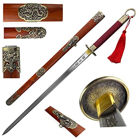 Hua Mulan 41 Full Size Chinese Sword Loyal Brave True with Wood Scabbard Sharp Blade