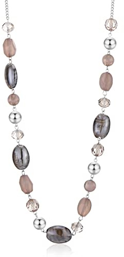 FULU AUTUMN Collana lunga di perle in pietra per le donne collana a catena in argento con cristalli di conchiglia gioielli di moda regalo di Natale per la mamma, 37.7 inches, Perla Cristallo
