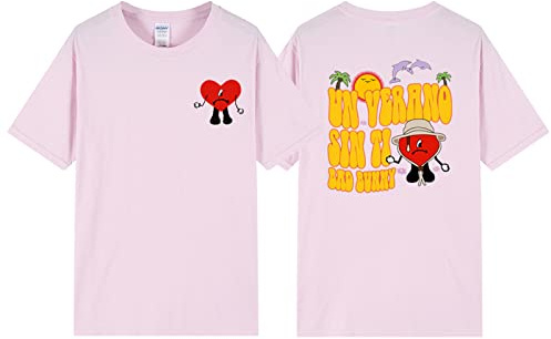 Trconk Maglietta Bad Bunny Doppio Lato Stampata Manica Corta Maglietta Uomo Donna Hip-Hop Neutro Adulto Maglietta Maniche Corte Top Ragazzi Ragazze-Black||XXS