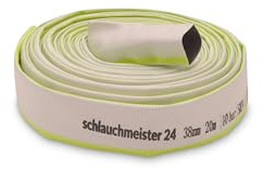 Ø 1 1/2 tum - 38 mm, 20 m flat slang | Byggslang | Industrislang | Syntetiskt gummi, vit med grönt, 10 bar, -20°C till +60°C
