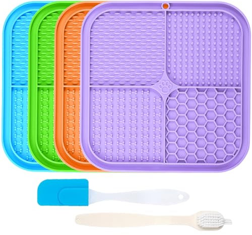 Schleckmatte Hund, Premium Leckmatte Hund mit Saugnapf für Linderung von Hundeangst, Leckmatte für Hunde für Baden, Pflegen und Training für Welpen (Leckmatte-4pcs, Groß)