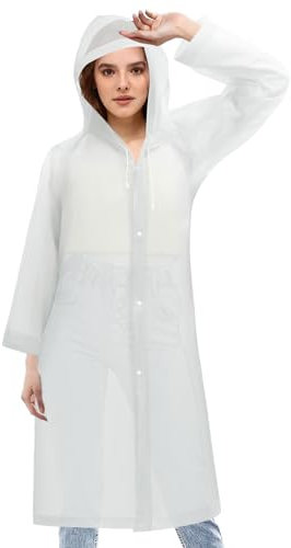 NebulaGlam Regenponcho, Unisex Wiederverwendbar Transparent Regenmantel PEVA Tragbarer Wasserdicht Regencape Atmungsaktiv Regenjacke für Reisen, Wandern, Radfahren & Camping (Weiß)
