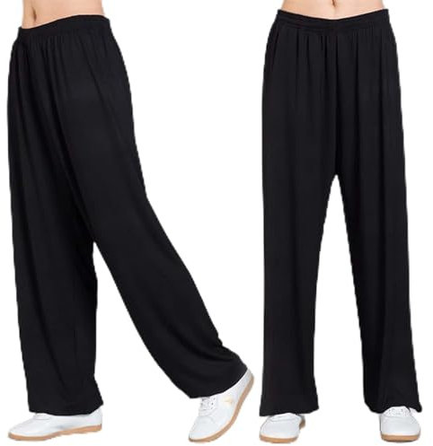 AahArya Tai Chi Hose für Herren und Damen Kampfsporthose Kung Fu-Hose Yoga Laterne Jogginghose Tai Chi Hose Atmungsaktiv Einfarbig Flügel Chun Kung Fu Trainingshose Laternenhose,F,XS
