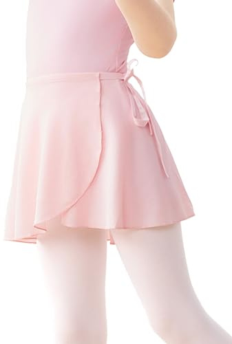 DanceDaily Big Girls Dance Wrap Skirt Pink Ballet Sheer Chiffon Skirt for Gymnastics, Dancing, Daily Wear