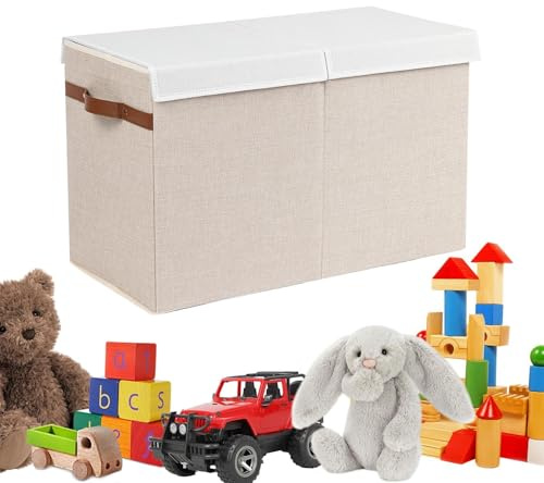Baúl de almacenamiento de juguetes, caja de almacenamiento de libros, caja de juguetes grande con tapa, cajas organizadoras de almacenamiento de juguetes plegables para sala de juegos