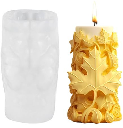 Kerzenformen zum Gießen,Silikonformen Kerzen Zylinderförmig Kerzen Formen zum Gießen,Silikonformen Gießformen Ahornblätter Kerzengießformen,Gießformen Silikon Herbst für Handwerk Ornamente