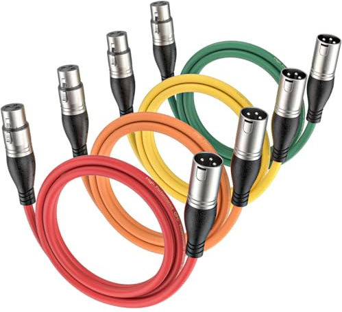 NUOSIYA XLR Cable 1m - 4 Colors Balanced Microphone Cable, 3 Pin Male to Female Extender Cord for Studio Recorder, Mic, Mixer, Speaker System, Phantom Power