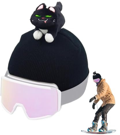 Snowboard Helmet Cover, söt tvättbar katt skidhjälm skydd, mjukt stretchigt mjölksilkesskydd för män, kvinnor, pojkar och flickor, kallt vädertillbehör, svart