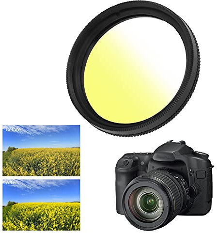 Filtre d'objectif, Filtre dégradé 40,5 mm, revêtement Multicouche, Filtre d'objectif de Couleur progressif imperméable pour Appareil Photo, Vagues de blé, Fleurs de Colza des (Dégradé Jaune)