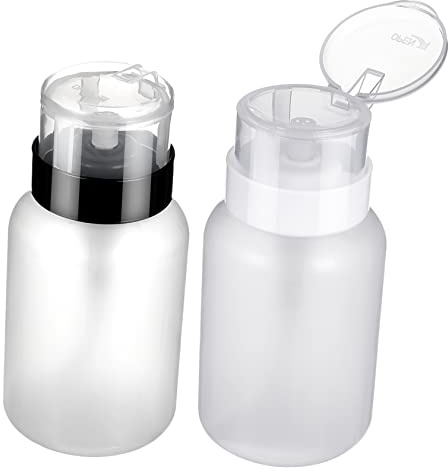 PartyKindom 2pcs Pp Plastic Nail Polish Remover Pump Bottles Push down Lotion Dispenser Travel Pump Bottles