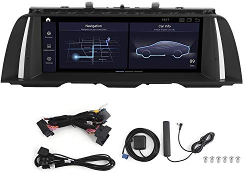 Brilluxa Navegador GPS, reproductor de pantalla táctil, compatible con 5 Series F10 F11 2009-2017, sistema de navegación WiFi 4G de 10.25 pulgadas, pantalla multimedia Android para coche (4+64G)